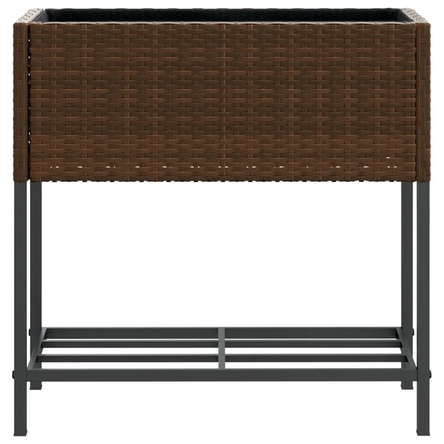 Jardinières avec étagère 2 pcs brun 70x28x70 cm résine tressée - 6
