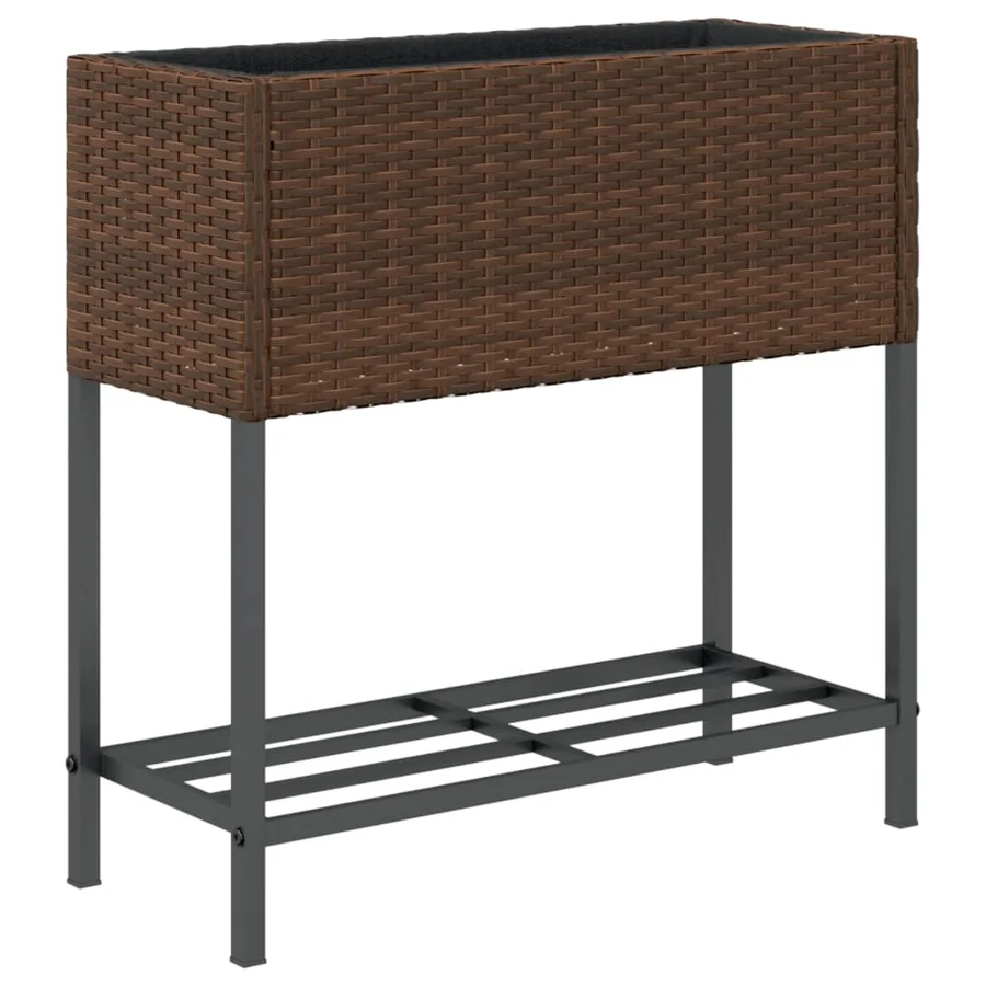Jardinière avec étagère marron résine tressée - 7