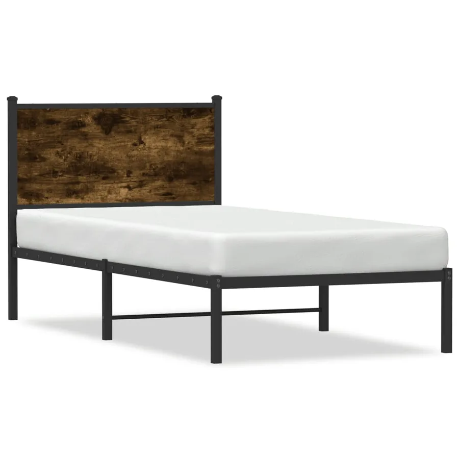 Cadre de lit en métal sans matelas chêne fumé 90x200 cm - 2