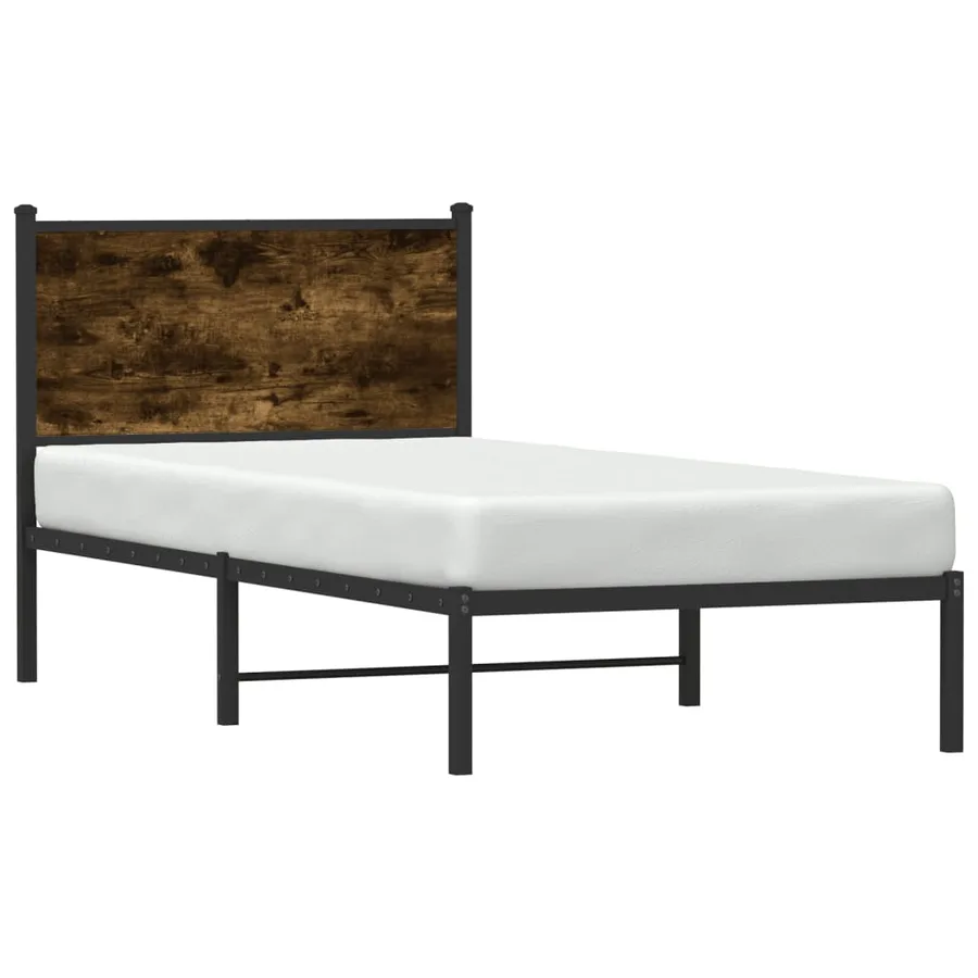 Cadre de lit en métal sans matelas chêne fumé 90x200 cm - 4