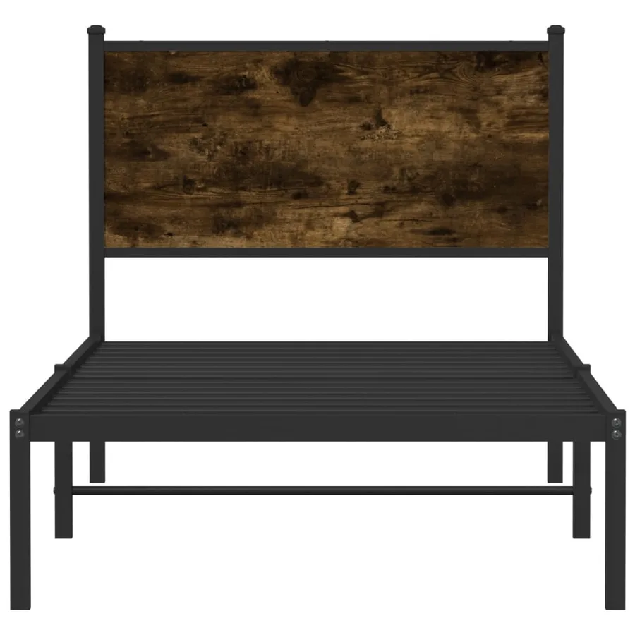 Cadre de lit en métal sans matelas chêne fumé 90x200 cm - 5