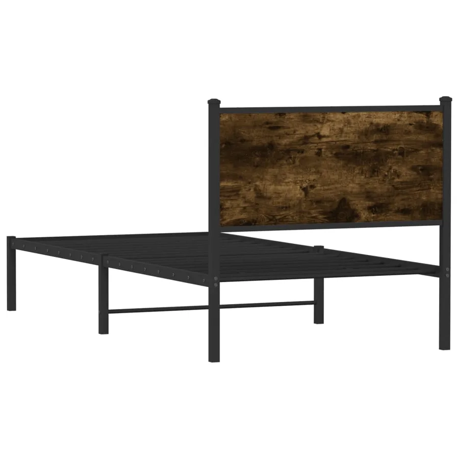 Cadre de lit en métal sans matelas chêne fumé 90x200 cm - 7