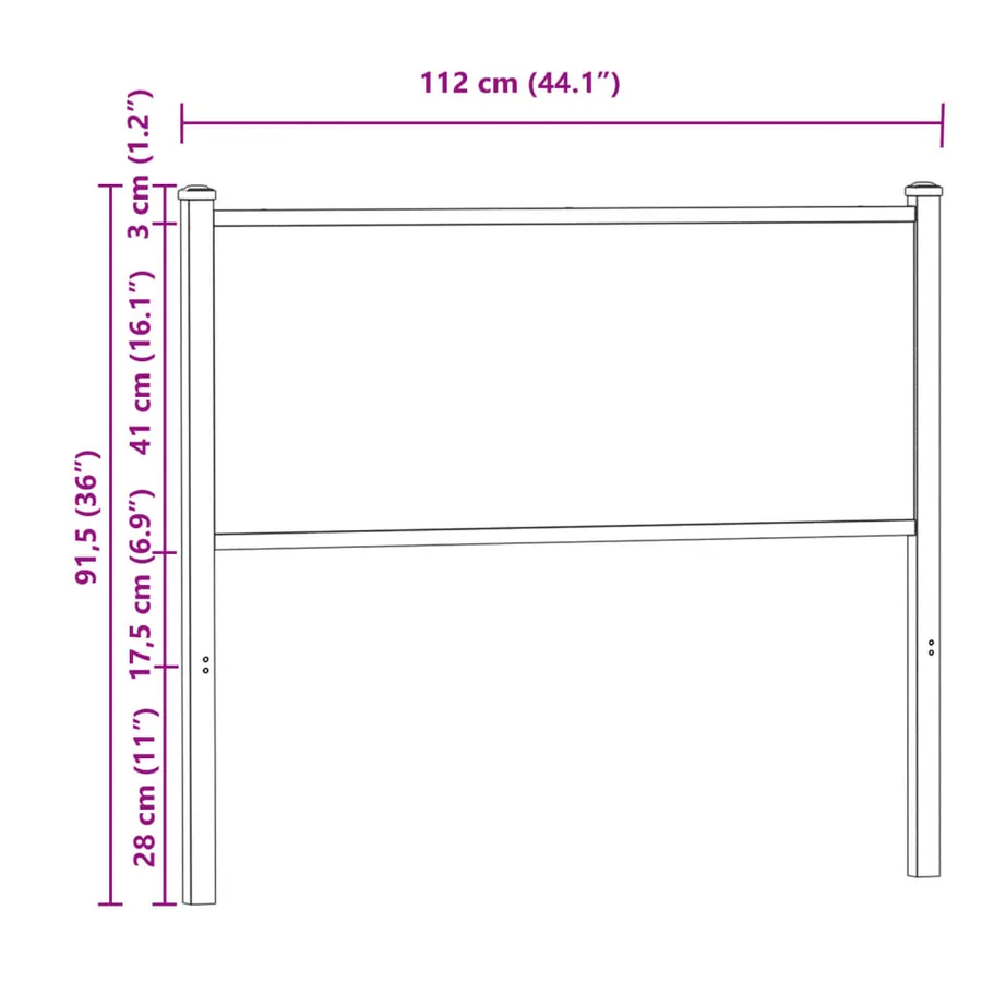 Tête de lit de remplacement chêne fumé 107 cm bois d'ingénierie et acier - 7