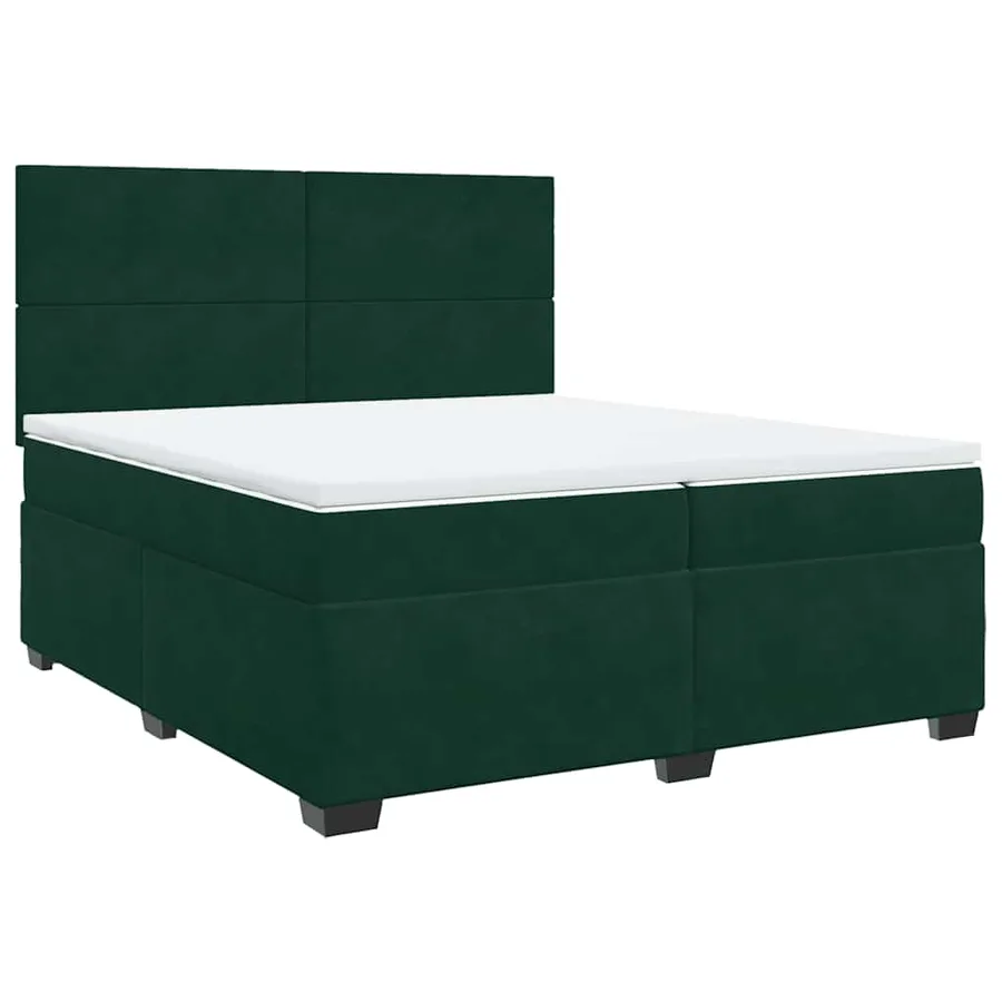 Sommier à lattes de lit et matelas Vert foncé 200x200cm Velours - 3