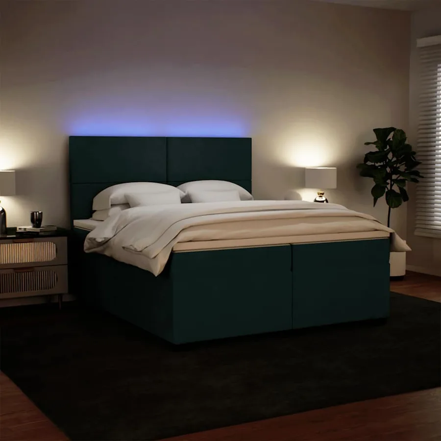 Sommier à lattes de lit et matelas Vert foncé 200x200cm Velours - 4