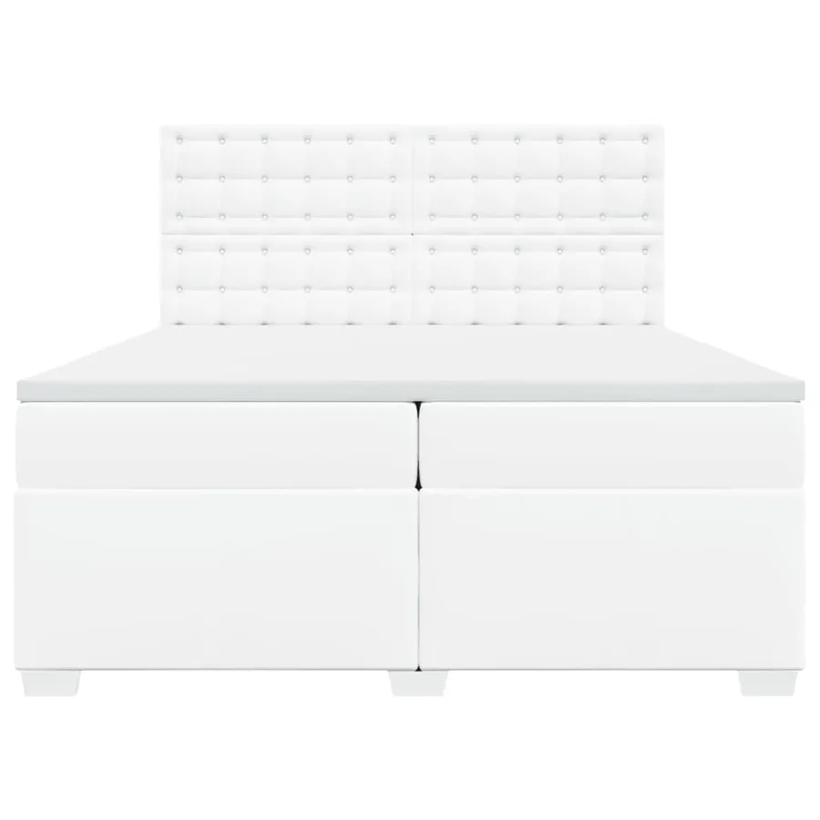 Sommier à lattes de lit avec matelas Blanc 200x200cm Similicuir - 4