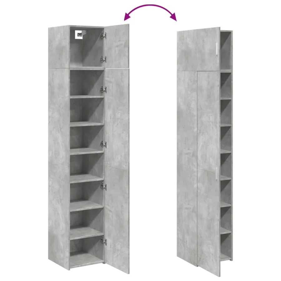 Armoire de rangement mince gris béton 40x42,5x225 cm - 9