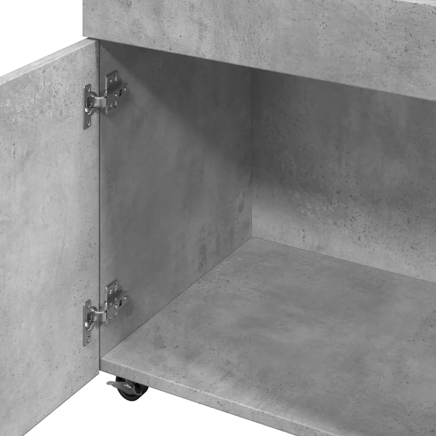 Chariot de bar gris béton 50x41x89 cm bois d'ingénierie - 8