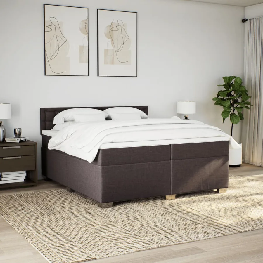 Sommier à lattes de lit avec matelas Marron foncé 200x200 cm - 3