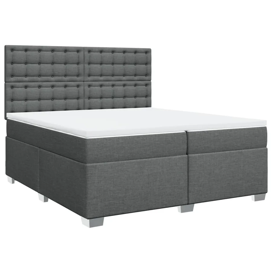 Sommier à lattes de lit avec matelas Gris foncé 200x200cm Tissu - 3