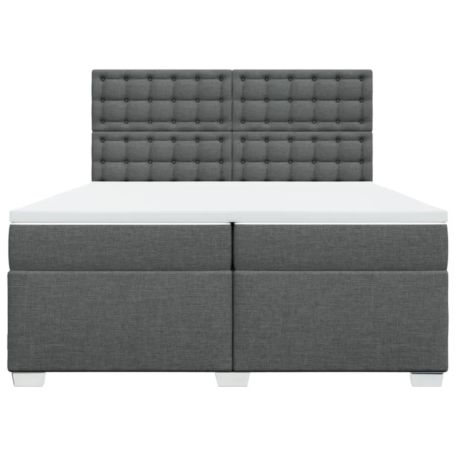 Sommier à lattes de lit avec matelas Gris foncé 200x200cm Tissu - 6