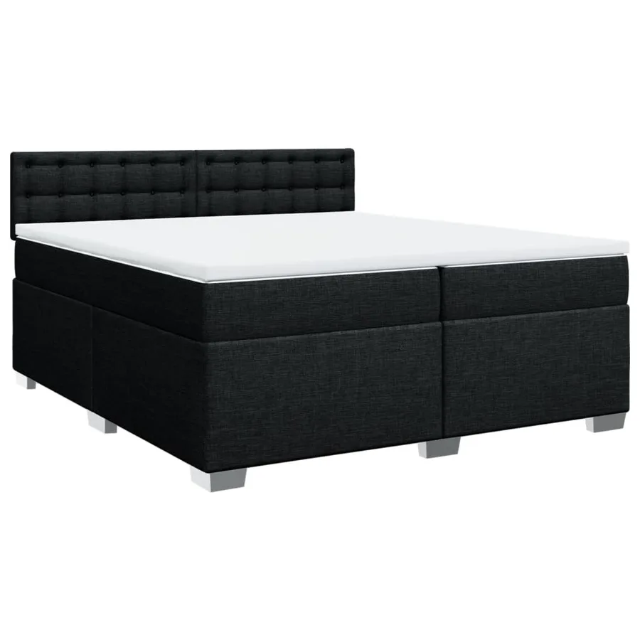 Sommier à lattes de lit avec matelas Noir 200x200 cm Tissu - 3
