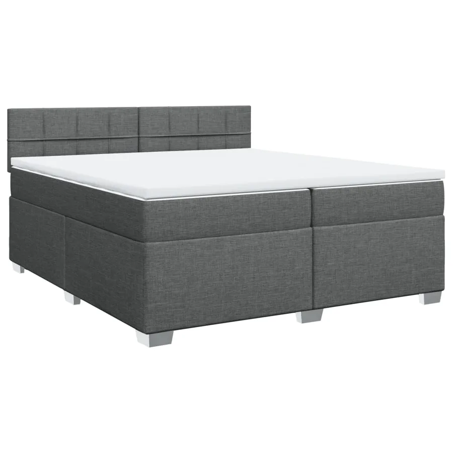 Sommier à lattes de lit avec matelas Gris foncé 200x200cm Tissu - 3