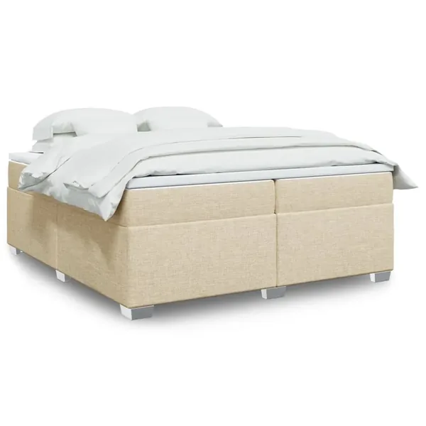 Sommier à lattes de lit avec matelas Crème 200x200 cm Tissu