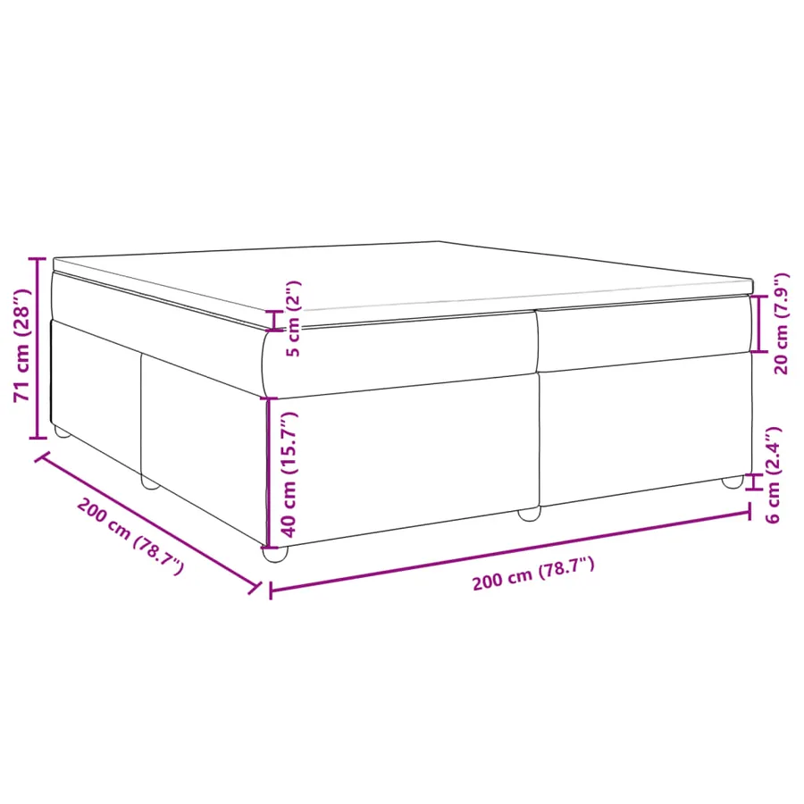 Sommier à lattes de lit avec matelas Crème 200x200 cm Tissu - 12
