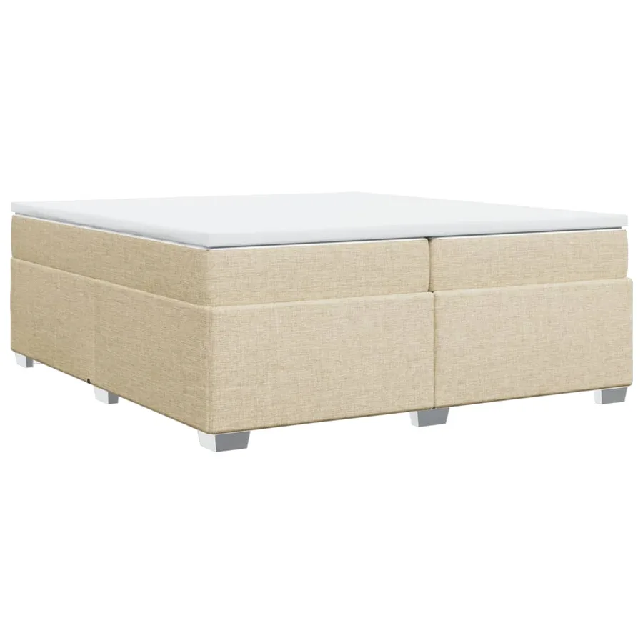 Sommier à lattes de lit avec matelas Crème 200x200 cm Tissu - 2