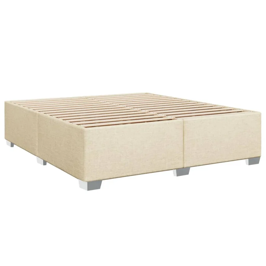 Sommier à lattes de lit avec matelas Crème 200x200 cm Tissu - 5