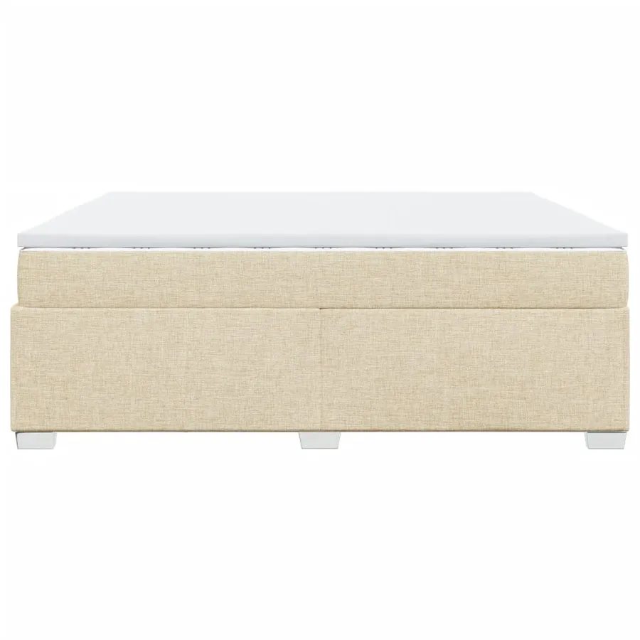 Sommier à lattes de lit avec matelas Crème 200x200 cm Tissu - 8