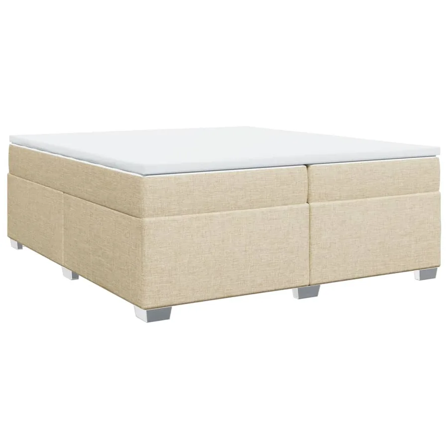 Sommier à lattes de lit avec matelas Crème 200x200 cm Tissu - 9