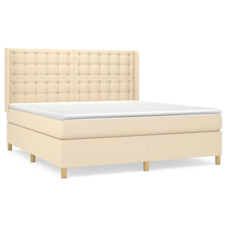 Sommier à lattes de lit avec matelas Crème 180x200 cm Tissu - 2