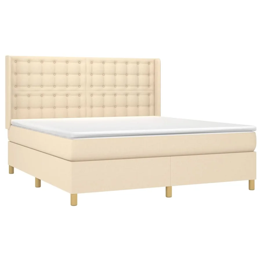 Sommier à lattes de lit avec matelas Crème 180x200 cm Tissu - 3