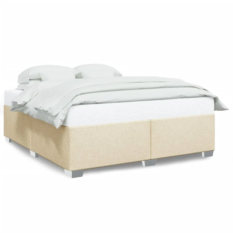 Cadre de lit sans matelas crème 200x200 cm tissu - 2