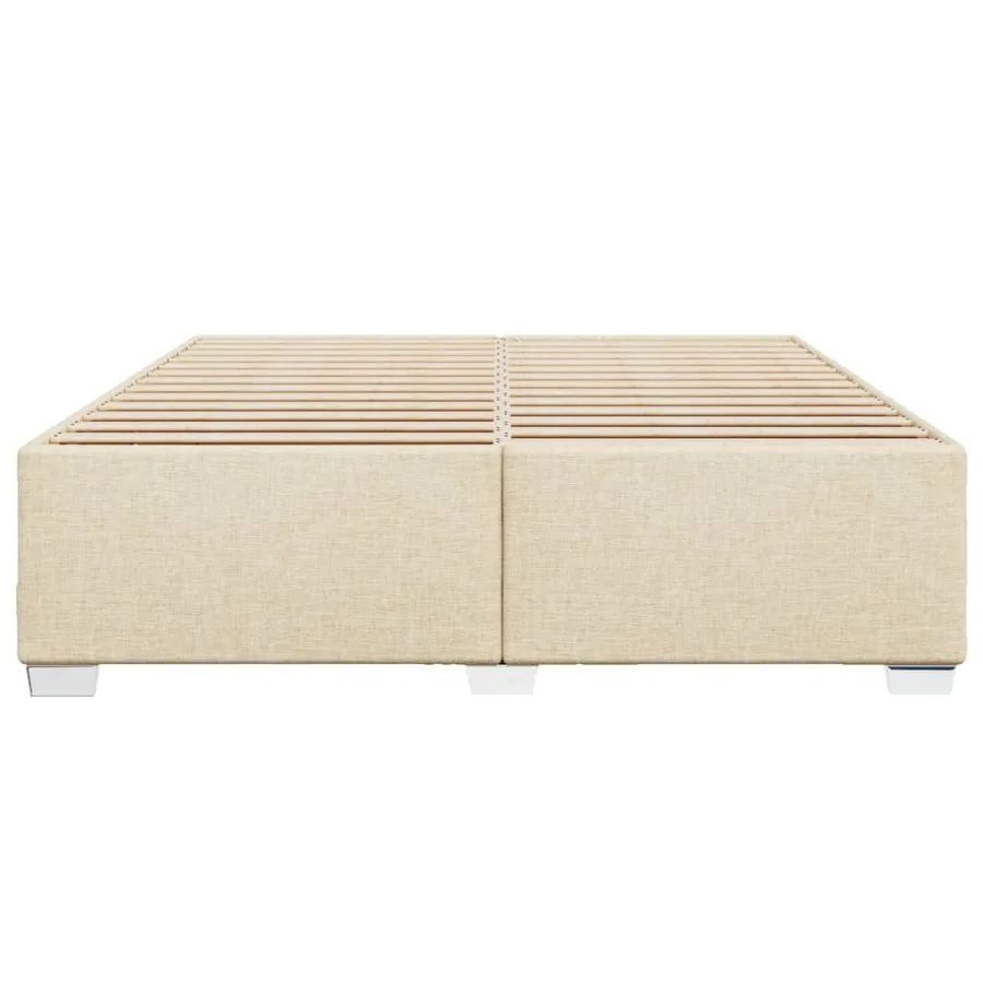 Cadre de lit sans matelas crème 200x200 cm tissu - 4