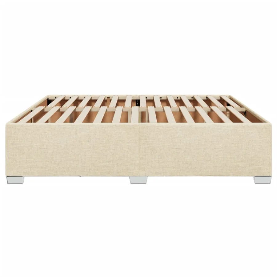 Cadre de lit sans matelas crème 200x200 cm tissu - 5