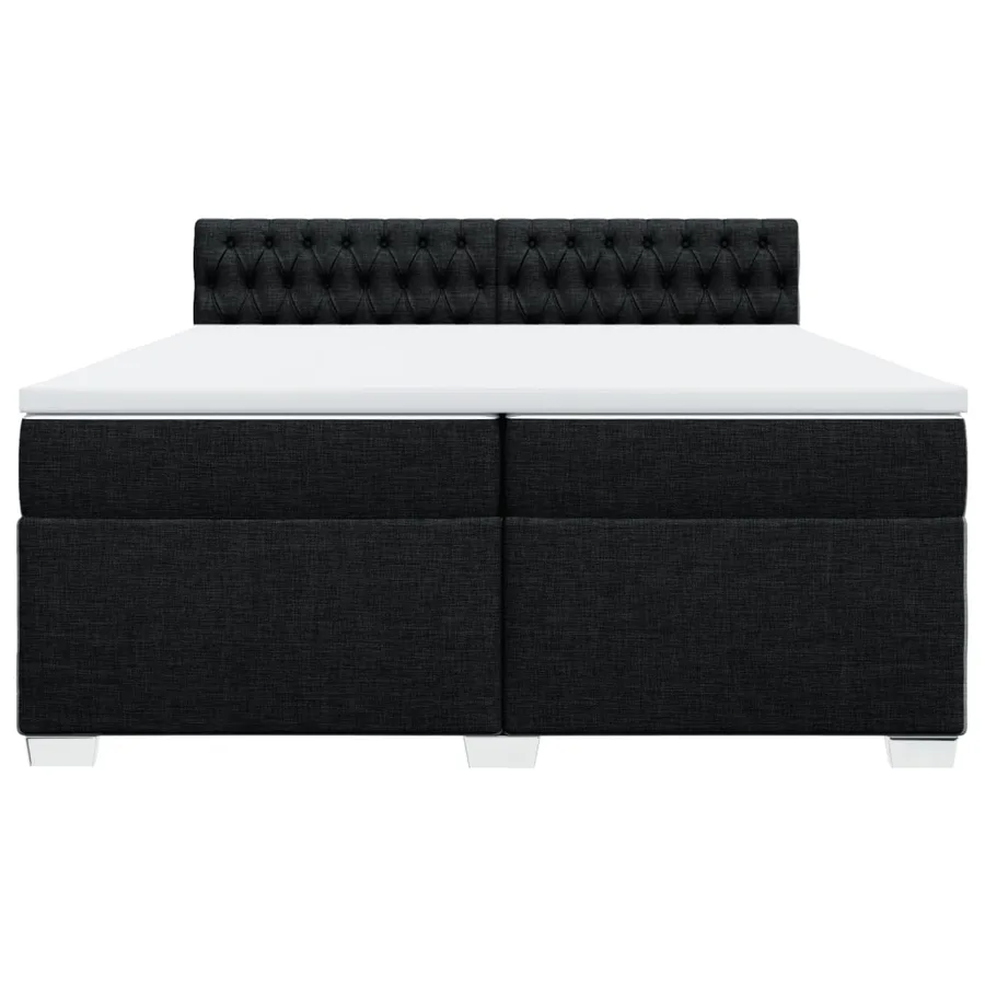 Sommier à lattes de lit avec matelas Noir 200x200 cm Tissu - 4