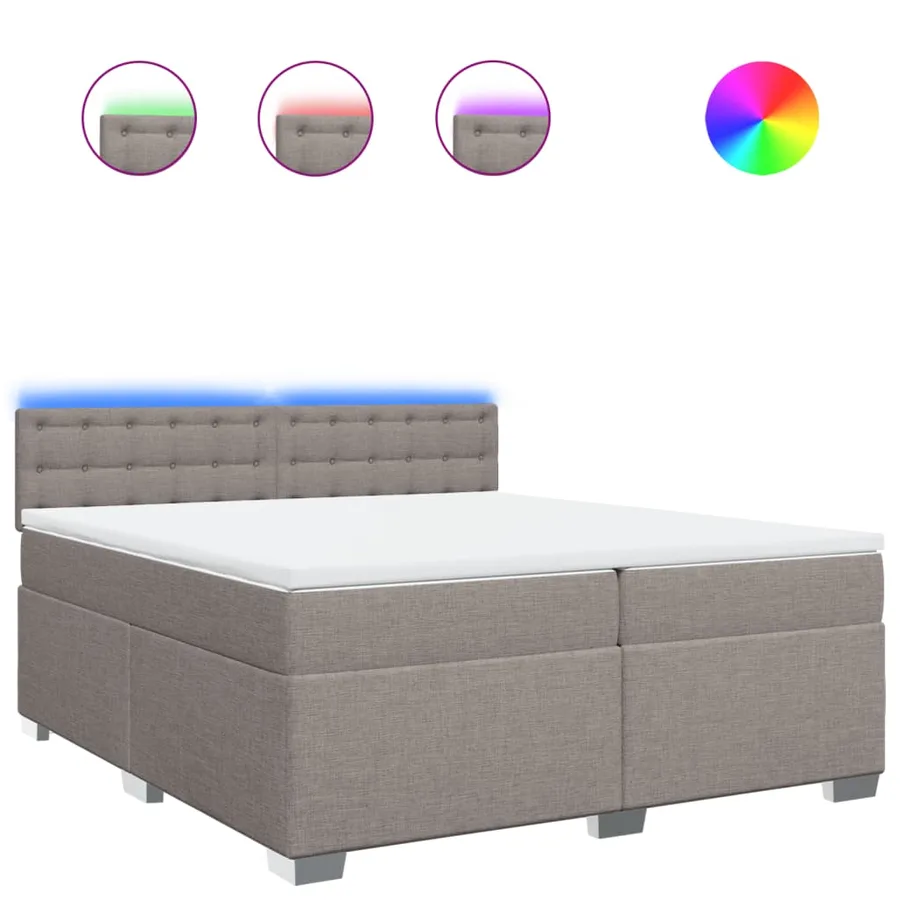 Sommier à lattes de lit avec matelas Taupe 200x200 cm Tissu - 2