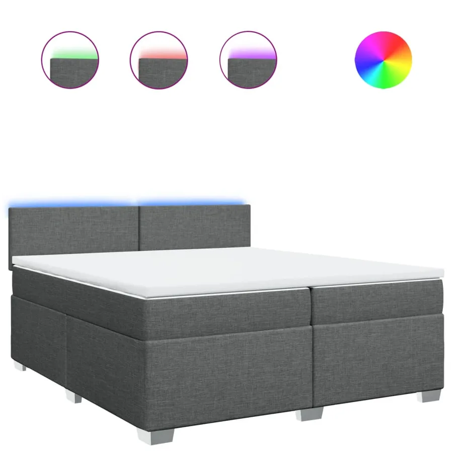Sommier à lattes de lit avec matelas Gris foncé 200x200cm Tissu - 2