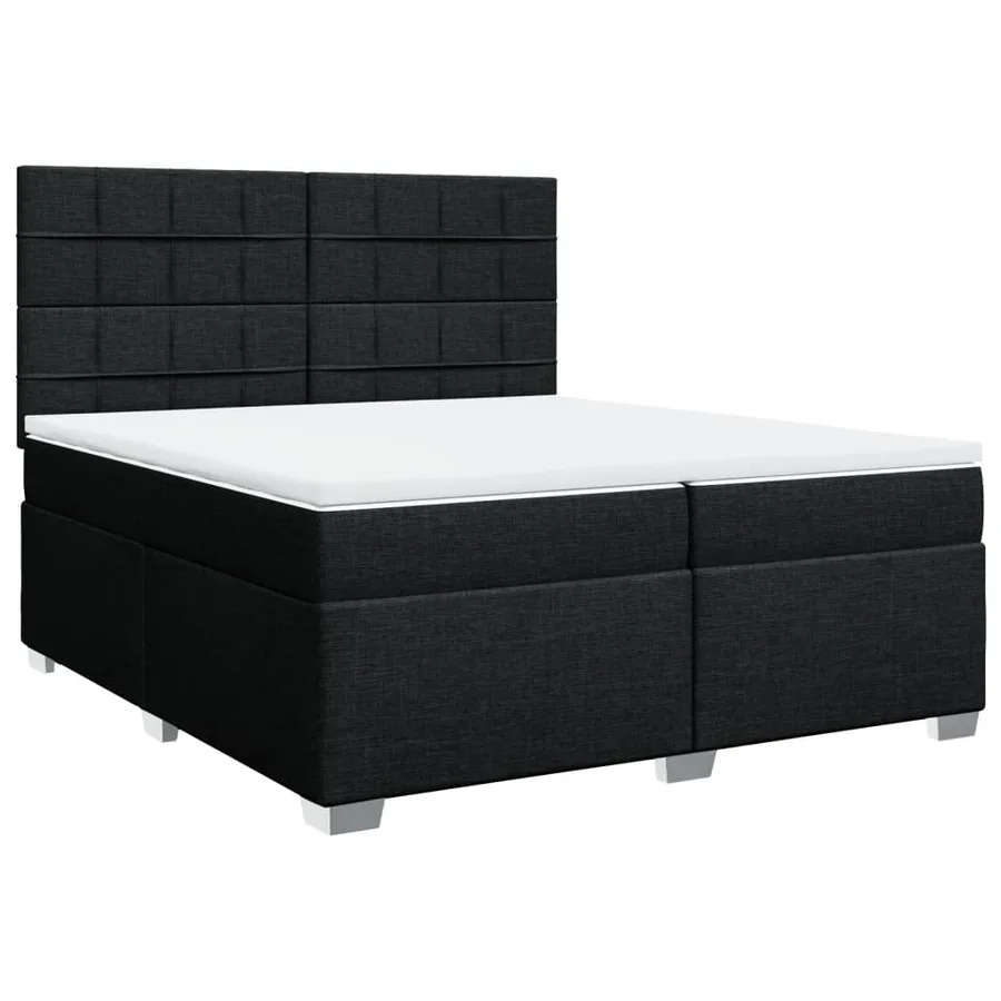 Sommier à lattes de lit avec matelas Noir 200x200 cm Tissu - 3
