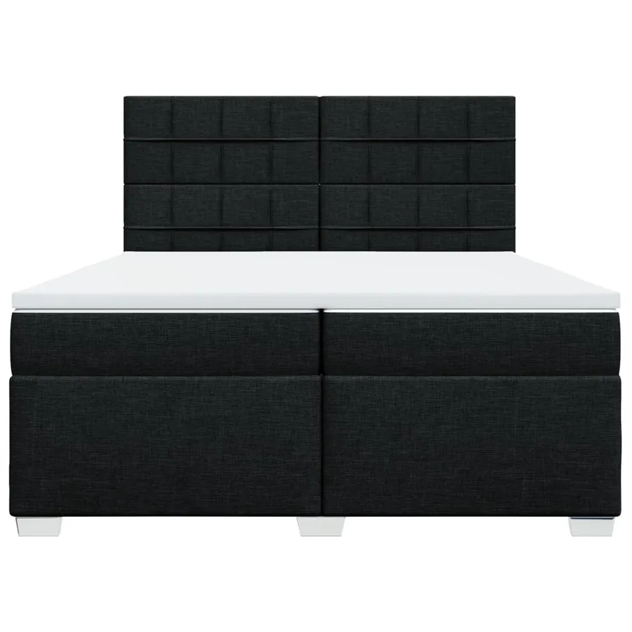Sommier à lattes de lit avec matelas Noir 200x200 cm Tissu - 6