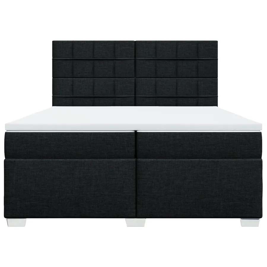 Sommier à lattes de lit avec matelas Noir 200x200 cm Tissu - 4