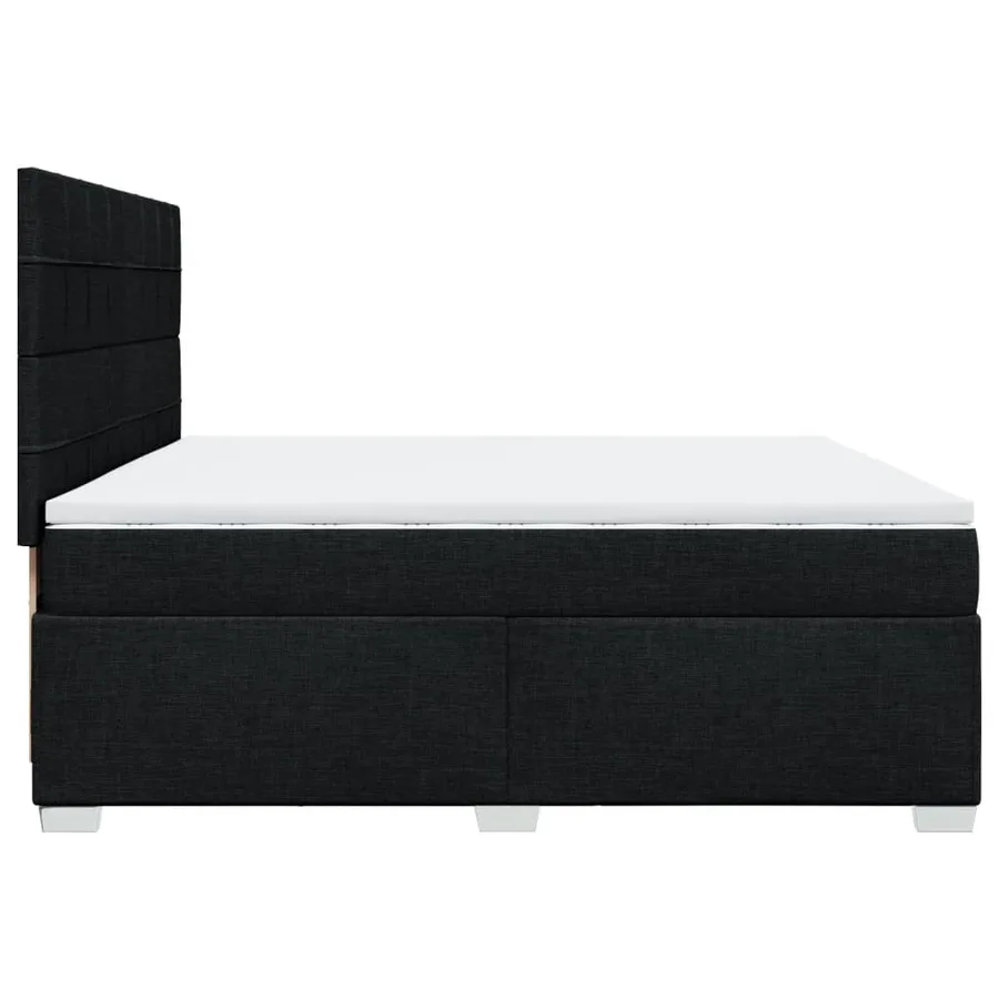 Sommier à lattes de lit avec matelas Noir 200x200 cm Tissu - 9