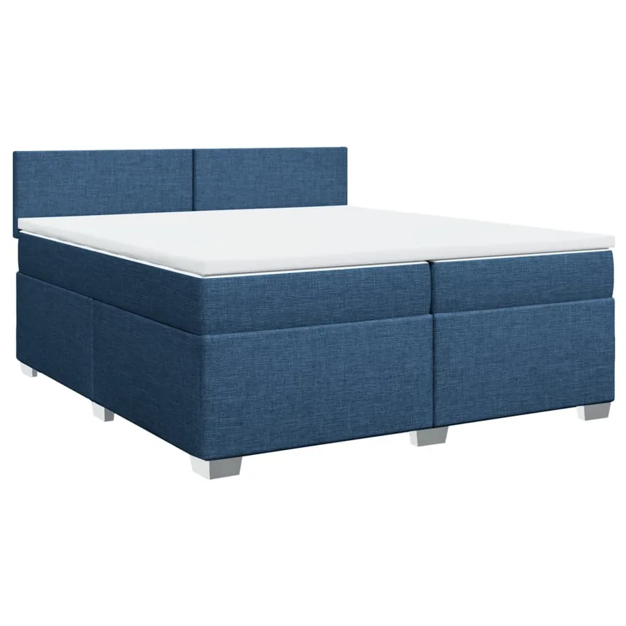 Sommier à lattes de lit avec matelas Bleu 200x200 cm Tissu - 3
