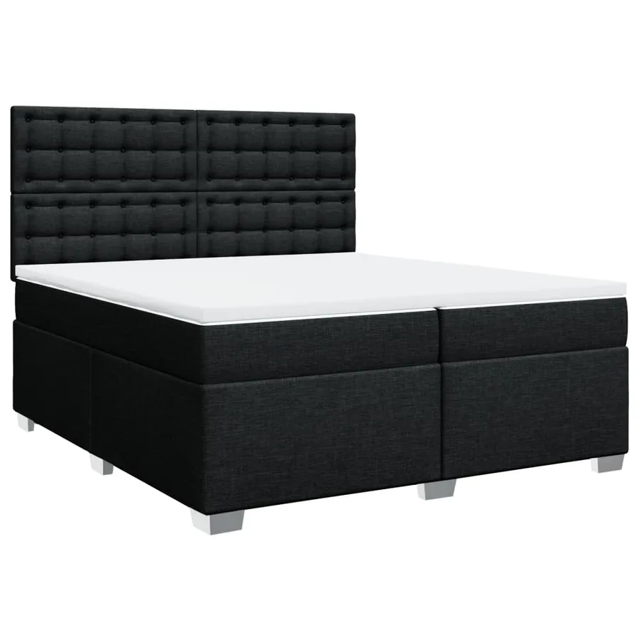 Sommier à lattes de lit avec matelas Noir 200x200 cm Tissu - 2