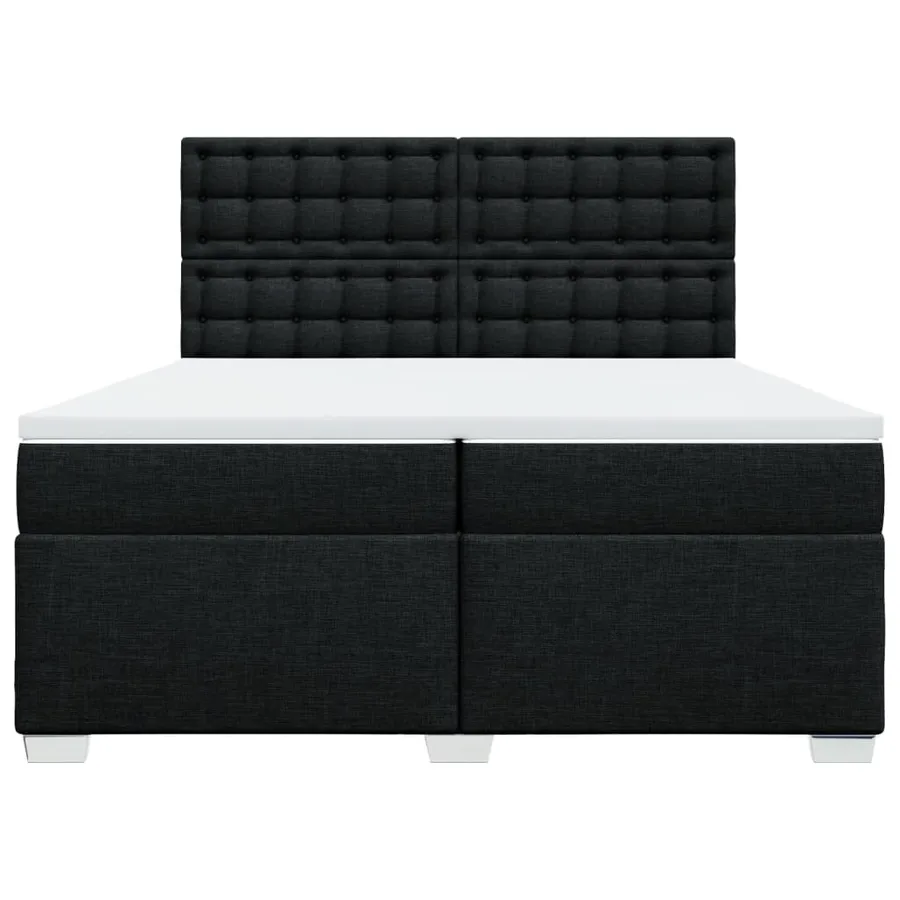 Sommier à lattes de lit avec matelas Noir 200x200 cm Tissu - 4