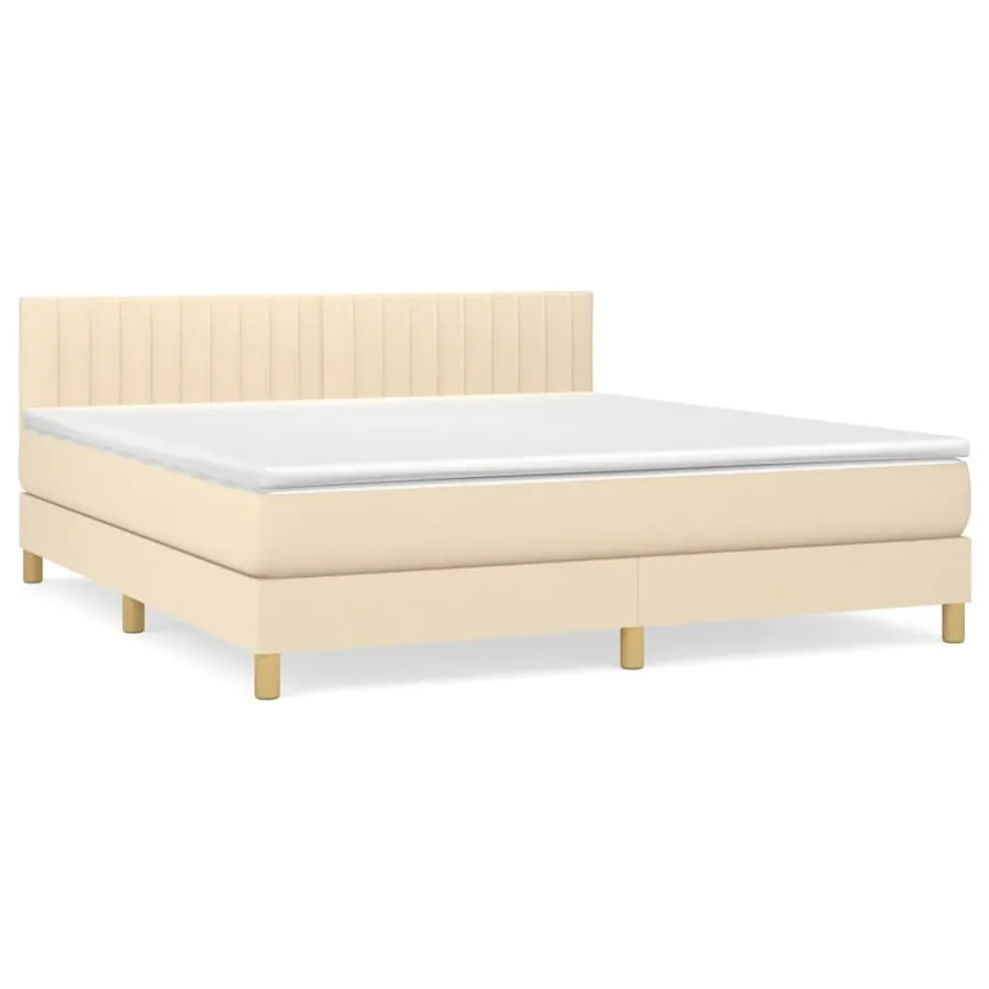 Sommier à lattes de lit avec matelas Crème 160x200 cm Tissu - 2