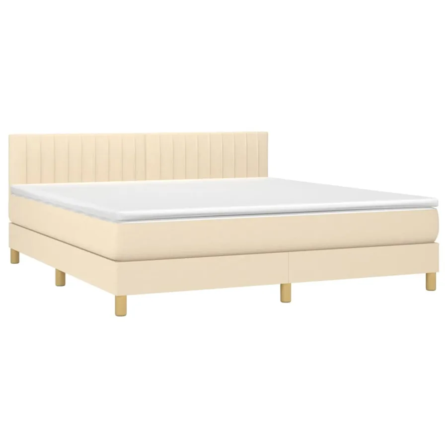 Sommier à lattes de lit avec matelas Crème 160x200 cm Tissu - 3
