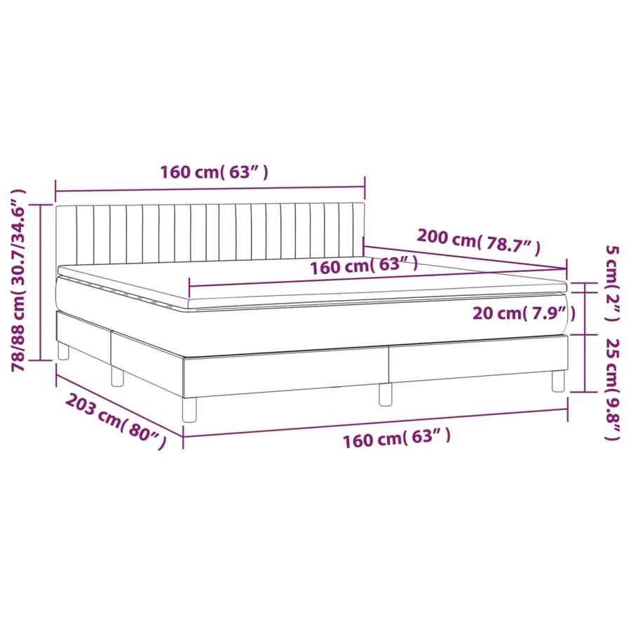 Sommier à lattes de lit avec matelas Crème 160x200 cm Tissu - 7