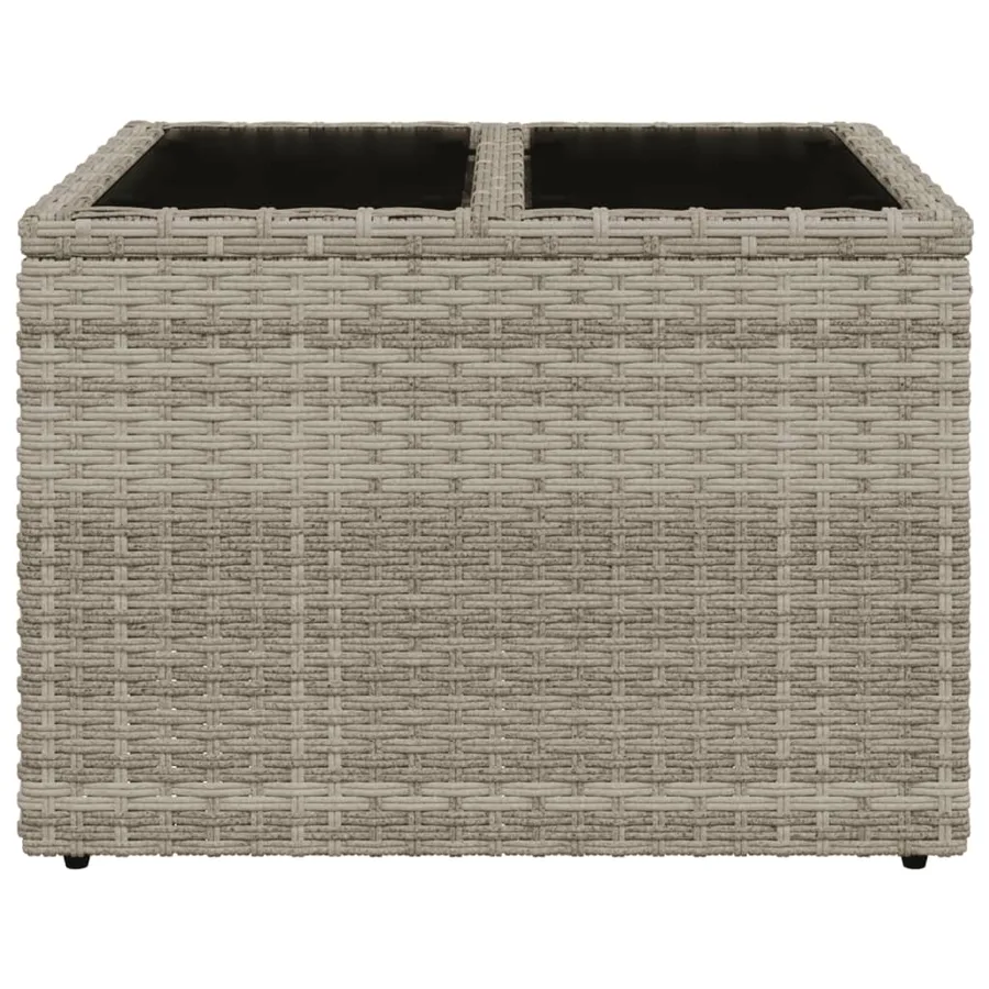 Table de jardin avec dessus en verre gris clair résine tressée - 4