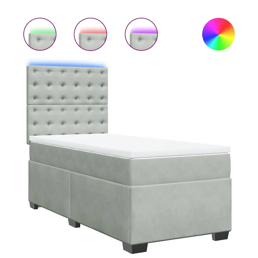 Sommier à lattes de lit et matelas Gris clair 90x190 cm Velours - 2