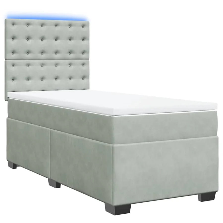 Sommier à lattes de lit et matelas Gris clair 90x190 cm Velours - 3