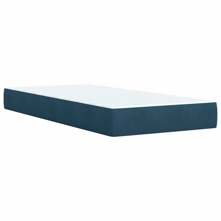 Sommier à lattes de lit avec matelas bleu 90x190 cm velours - 10