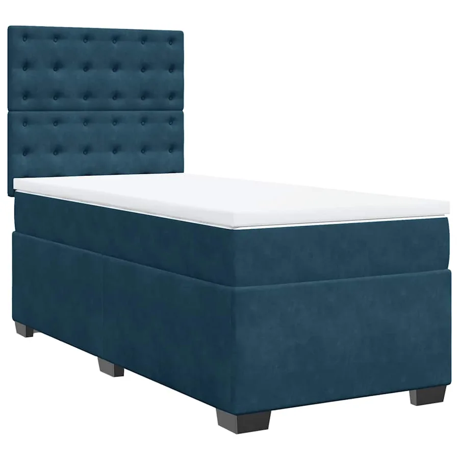 Sommier à lattes de lit avec matelas bleu 90x190 cm velours - 6
