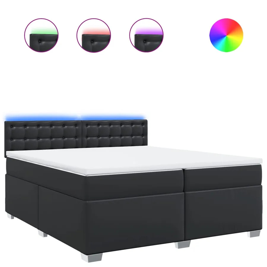 Sommier à lattes de lit avec matelas Noir 200x200 cm Similicuir - 2