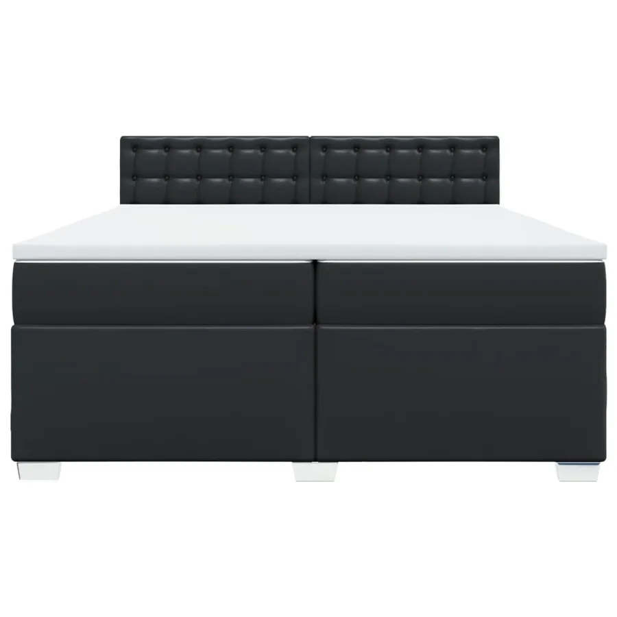 Sommier à lattes de lit avec matelas Noir 200x200 cm Similicuir - 6