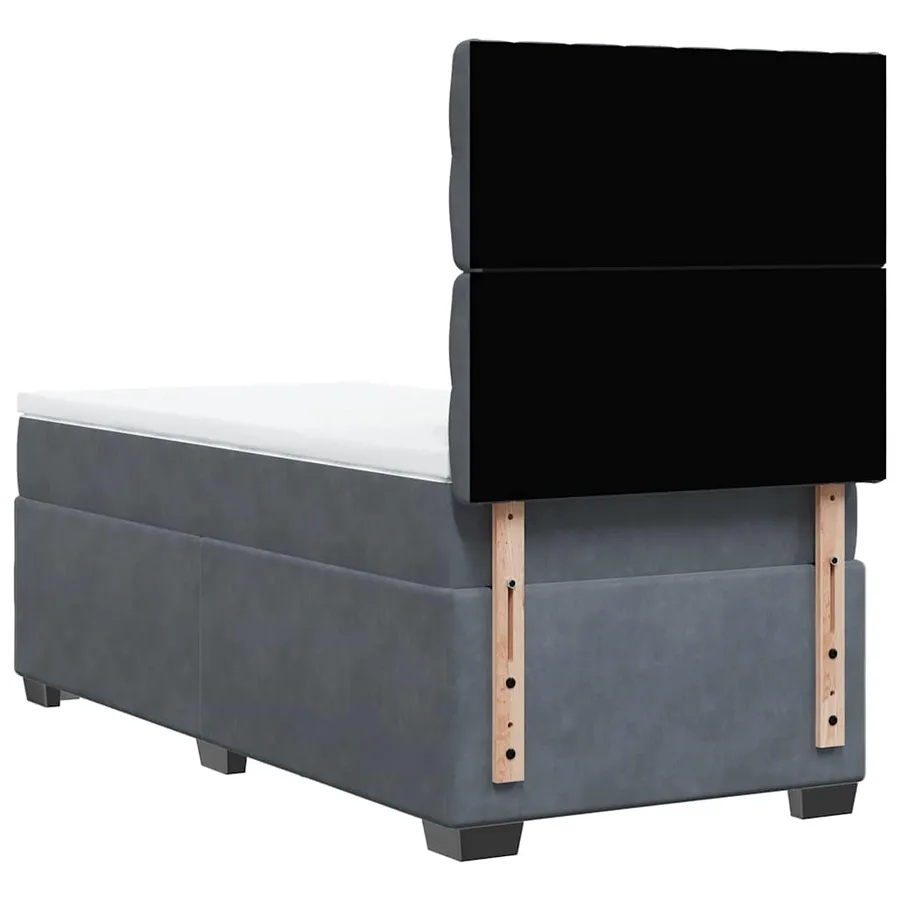 Sommier à lattes de lit et matelas Gris foncé 90x190 cm Velours - 13