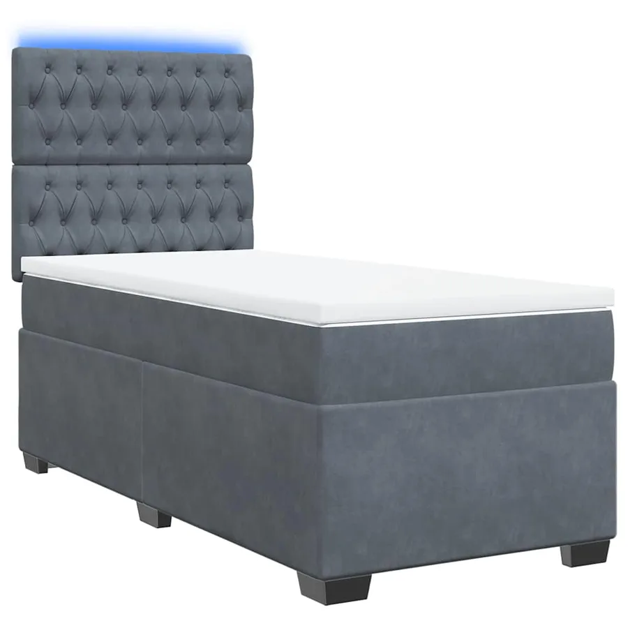 Sommier à lattes de lit et matelas Gris foncé 90x190 cm Velours - 3